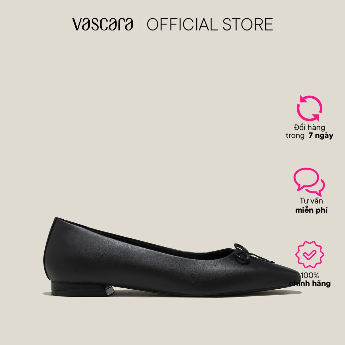 Vascara Giày Búp Bê Leather Nhấn Nơ Trang Trí - GBB 0431