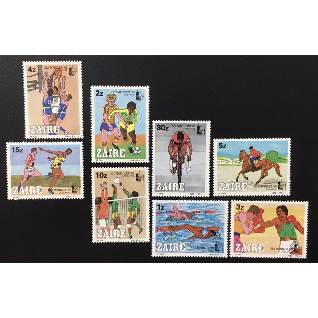 BỘ ZAIRE 1985 MNH - OLYMPIC - BÓNG ĐÁ - 8 CON