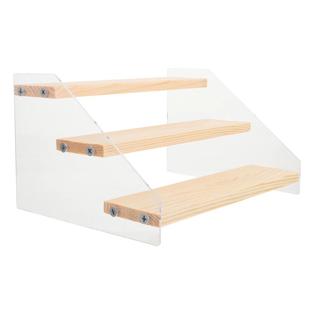 Kệ mica trưng bày nhiều tầng 30x10x5cm ( DxRxC ), mặt gỗ dày 1cm mỗi tầng - nhiều kích thước - Gỗ