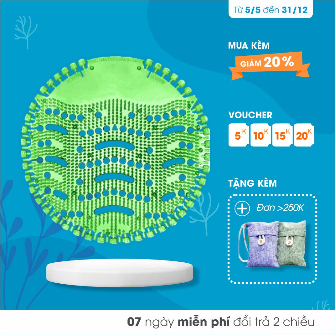 Tấm Lót Khử Mùi Bồn Tiểu &amp; Lỗ Sàn ECODEALS Wave Fresher - Khử mùi, làm thơm toilet vượt trội 30 ngày, chống văng và giọt bắn - KT 18x18cm