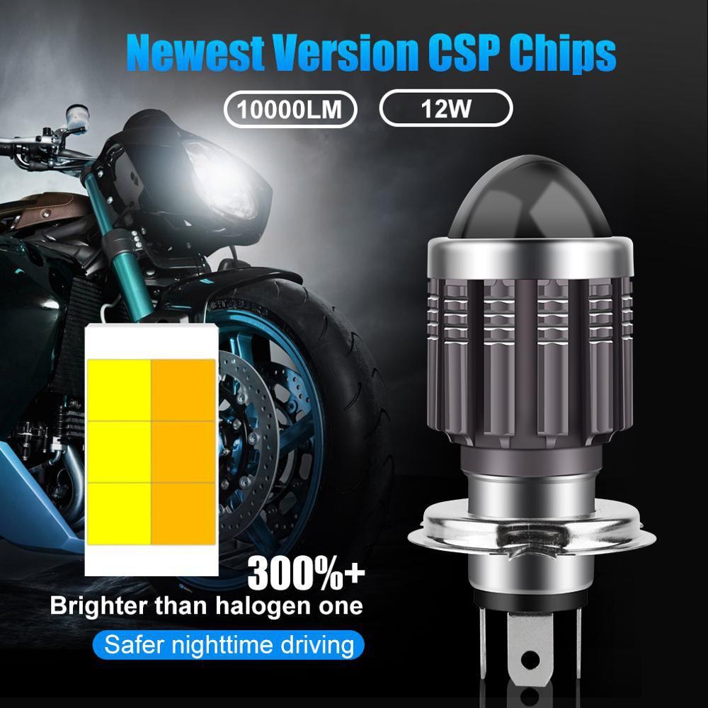 1 Đèn Pha Led H4 H6 BA20D 10000LM 12W CSP Nhiều Màu Sắc Cho Xe Máy