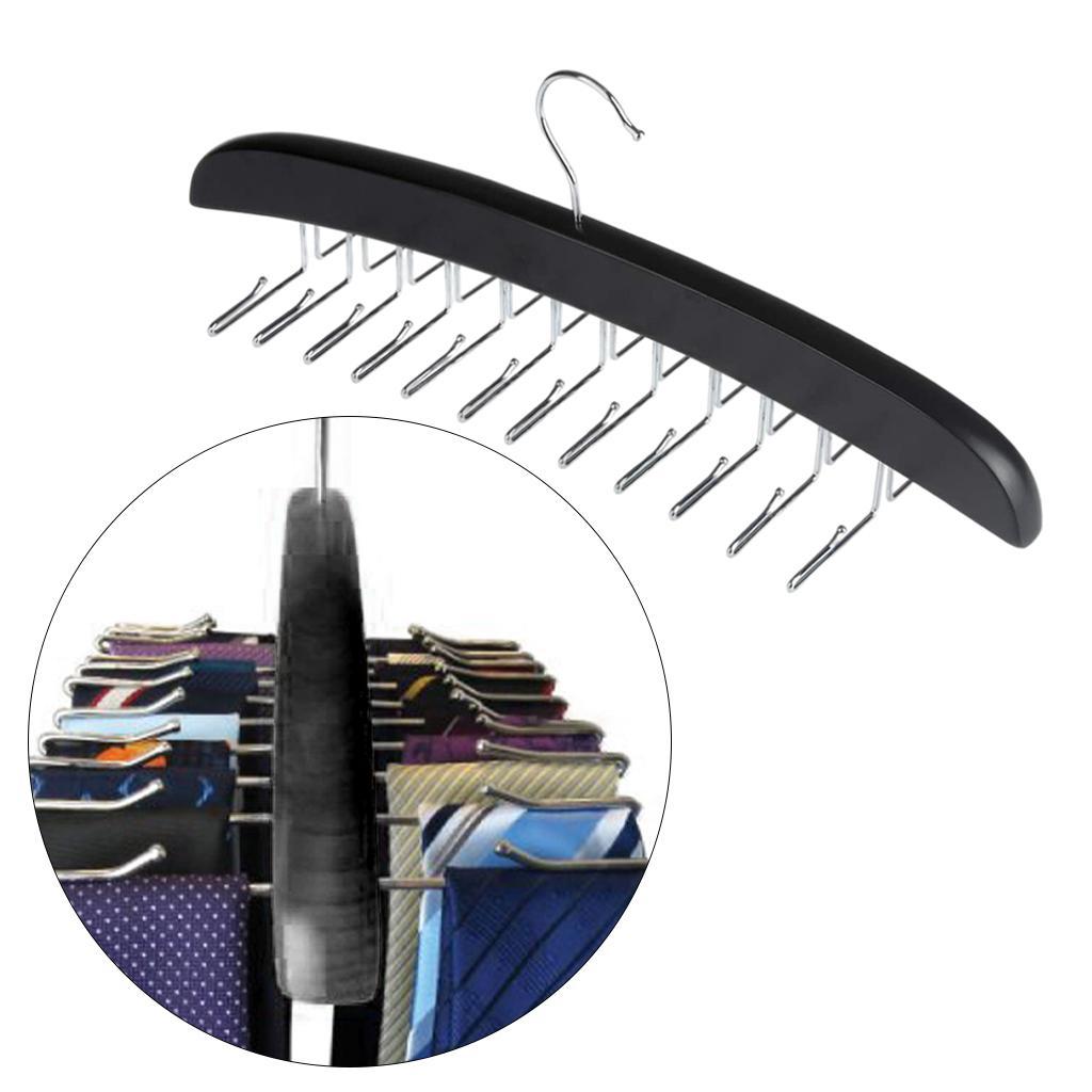 2 Pieces Tie Belt Hangers with 24 Clip Tie Organizer Rack Hanger Holder