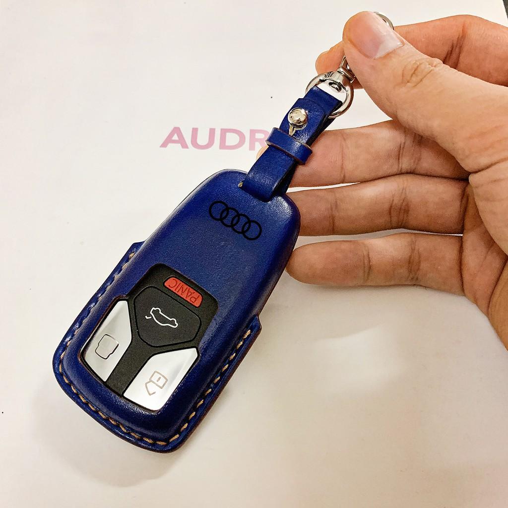 BAO DA ĐEO HÔNG MÀU XANH DƯƠNG THỜI TRANG - BAO DA BẢO VỆ DÀNH CHO CHÌA XE AUDI- NHẬN KHẮC LAZE MIỄN PHÍ CHO SẢ