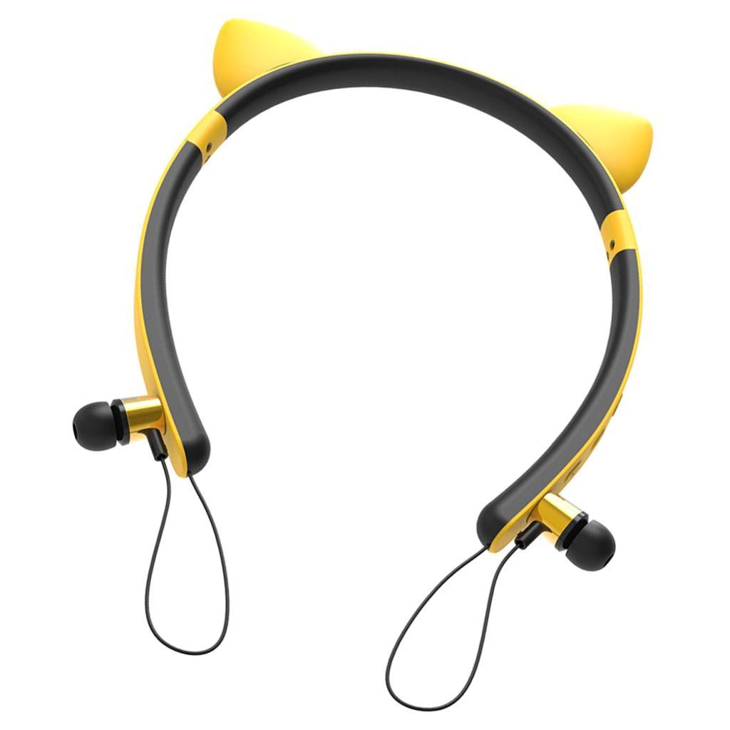 Wireless Bluetooth Headphones Neckband Headse Sports Stereo Magnetic Earphones with Mic Yellow