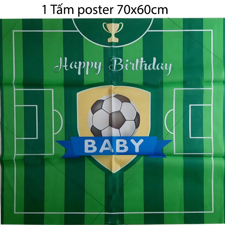 Sét bong bóng trang trí sinh nhật happy birthday bóng đá có kèm bơm tay - Bộ trang trí thôi nôi, đám đầy tháng cho bé