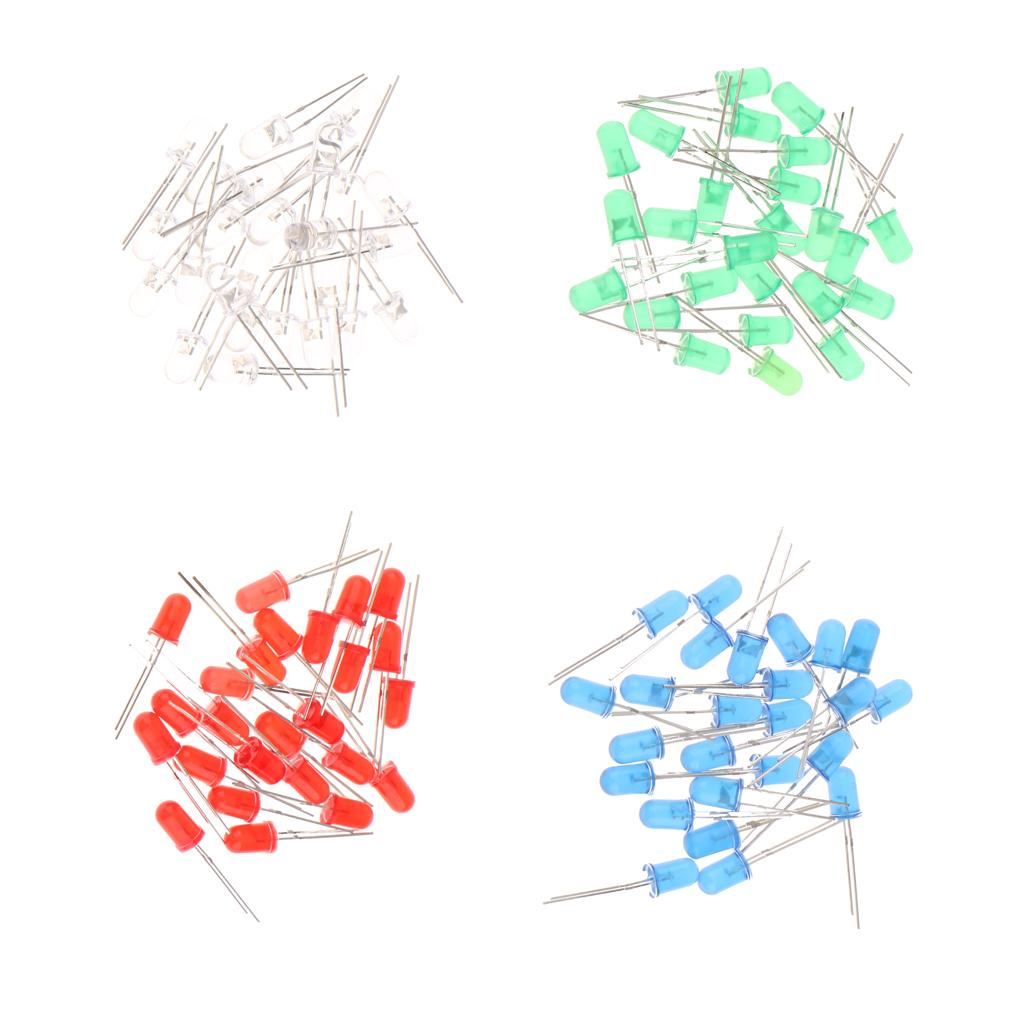 100 Viên 5 Mm Đỏ Trắng Xanh Xanh Diode Đèn LED Phát Sáng Bóng Đèn Đèn Dạ Quang