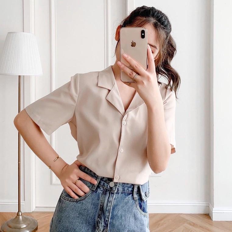 Áo sơ mi nữ cổ vest chất đũi MADELA, kiểu dáng basic thanh lịch ,dễ phối đồ mặc đi chơi , đi làm đều đẹp , có nhiều màu và đủ size để lựa chọn