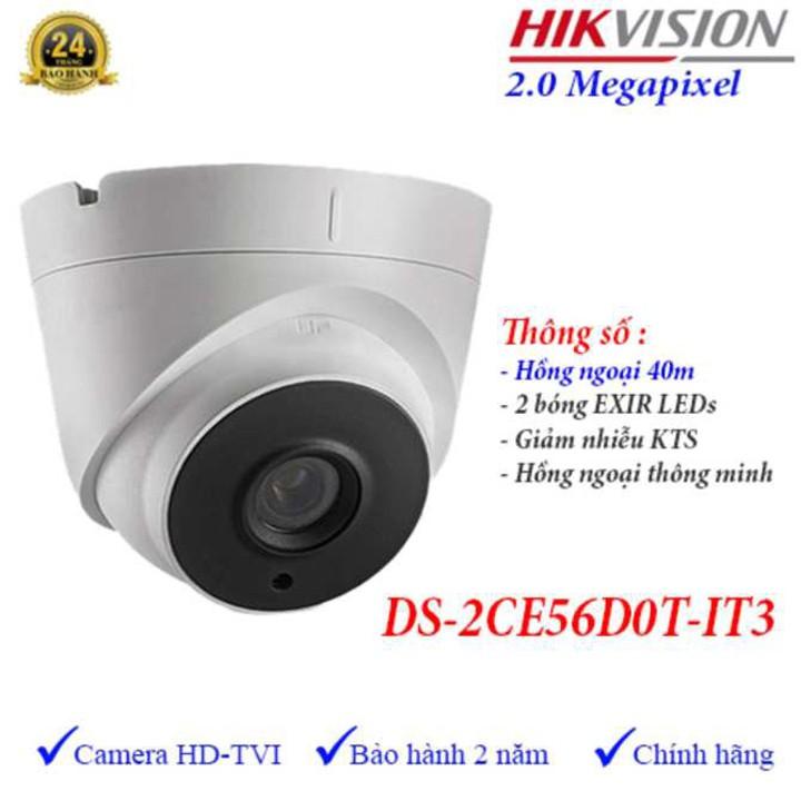 Camera HDTVI Dome 2MP Hikvision DS-2CE56D0T-IT3 - Hàng Chính Hãng