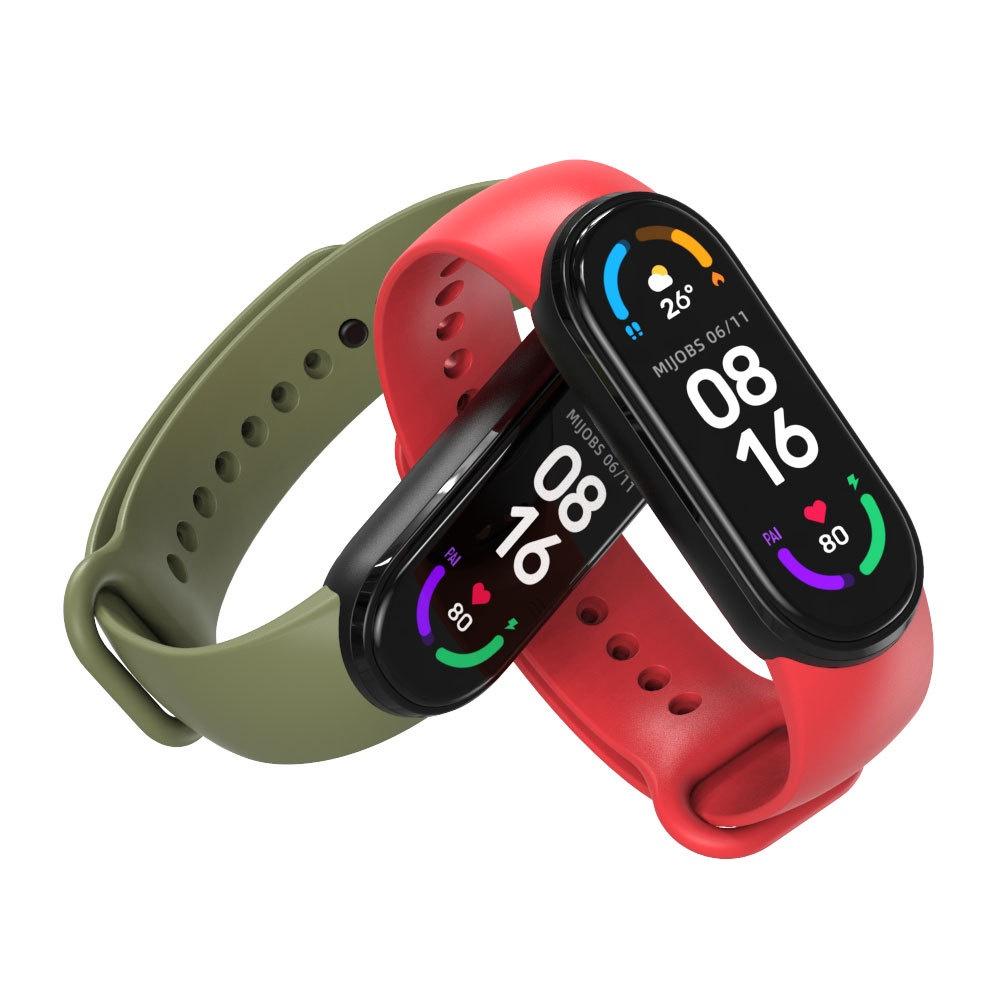 Dây Đeo Cao Su Cho Mi band 7/6/5 Viền Đen MJOBS, Dây Đeo Thay Thế Chuyên Dụng ,Mềm, Chất Lượng Cao