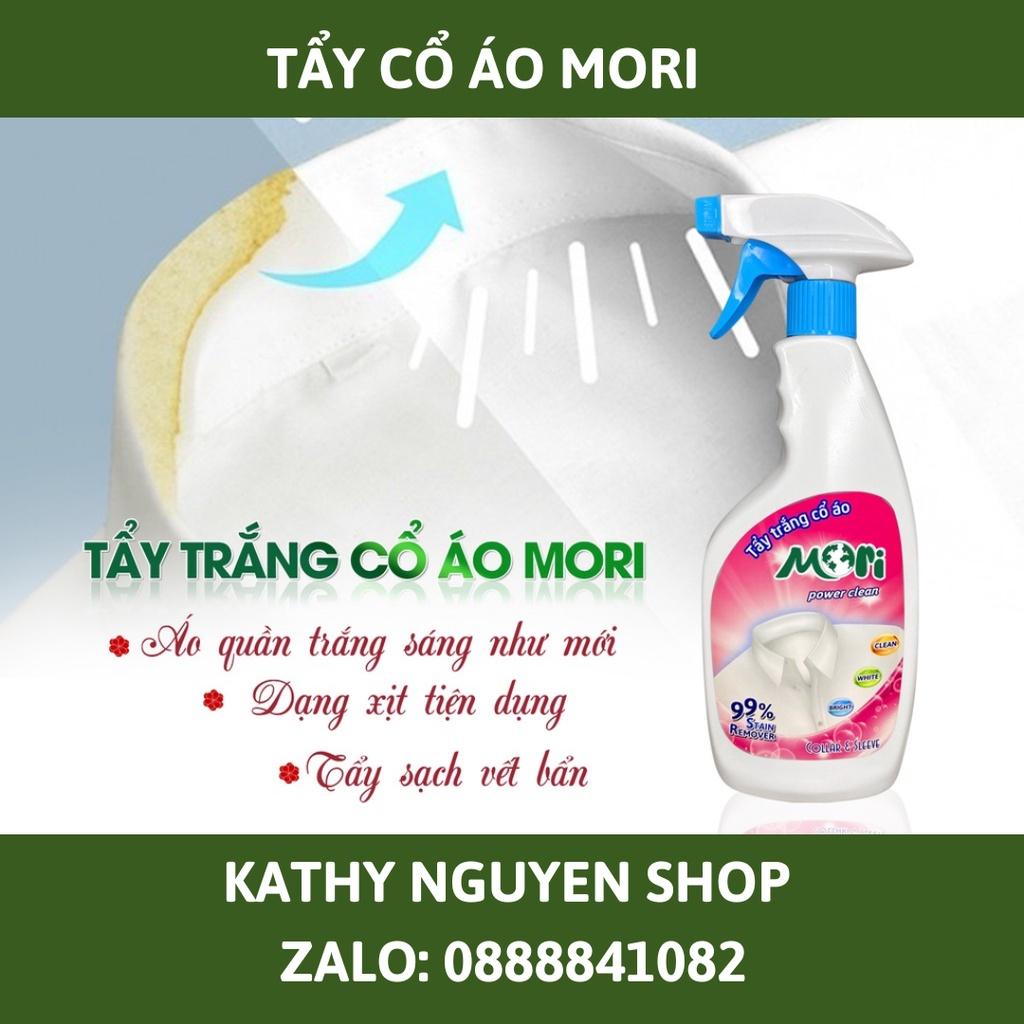 TẨY TRẮNG CỔ ÁO MORI TẨY CỔ ÁO TRẮNG SIÊU TRẮNG, LOẠI BỎ MỌI VẾT BẨN TRÊN CỔ ÁO VÀ TAY ÁO CHAI 500ML