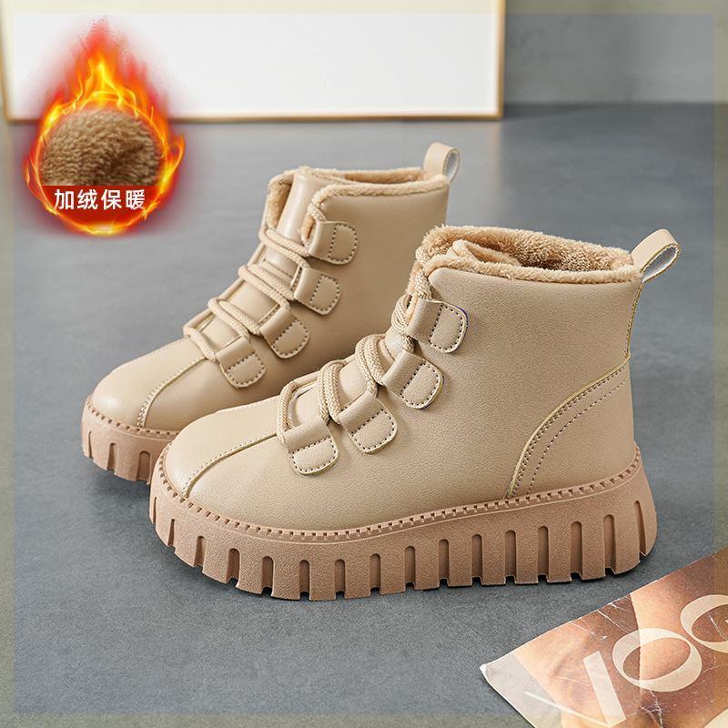 Giày Bốt Martin Cotton Cổ Cao Lót Lông Cừu Giữ Ấm Mùa Thu Đông Phong Cách Mới 2022 Cho Nữ