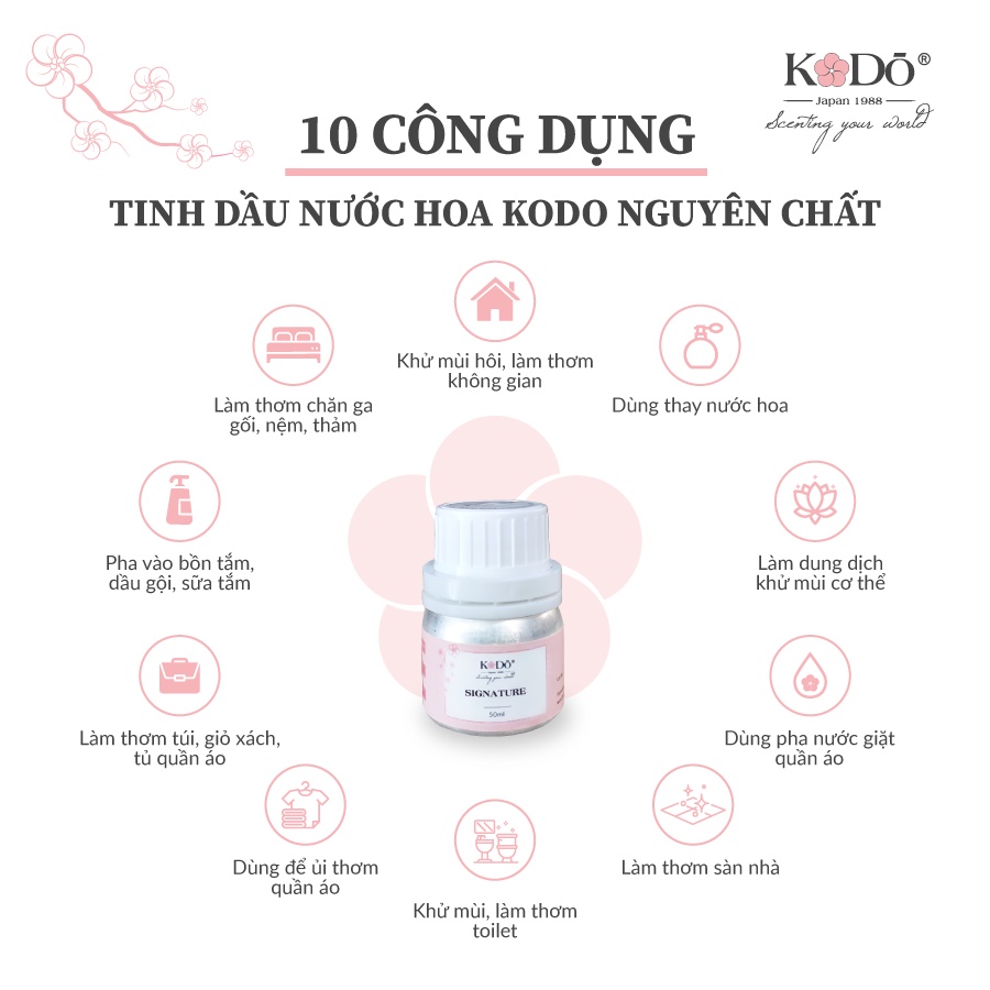 [29 Mùi Hương] Tinh Dầu Nước Hoa Kodo Nguyên Chất 100% Mùi Hương Cổ Điển Qúy Phái 10ml