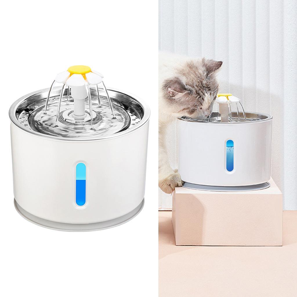2.4L Pets Water Fountain Stainless Steel USB Drinking Bowl Cat Dog