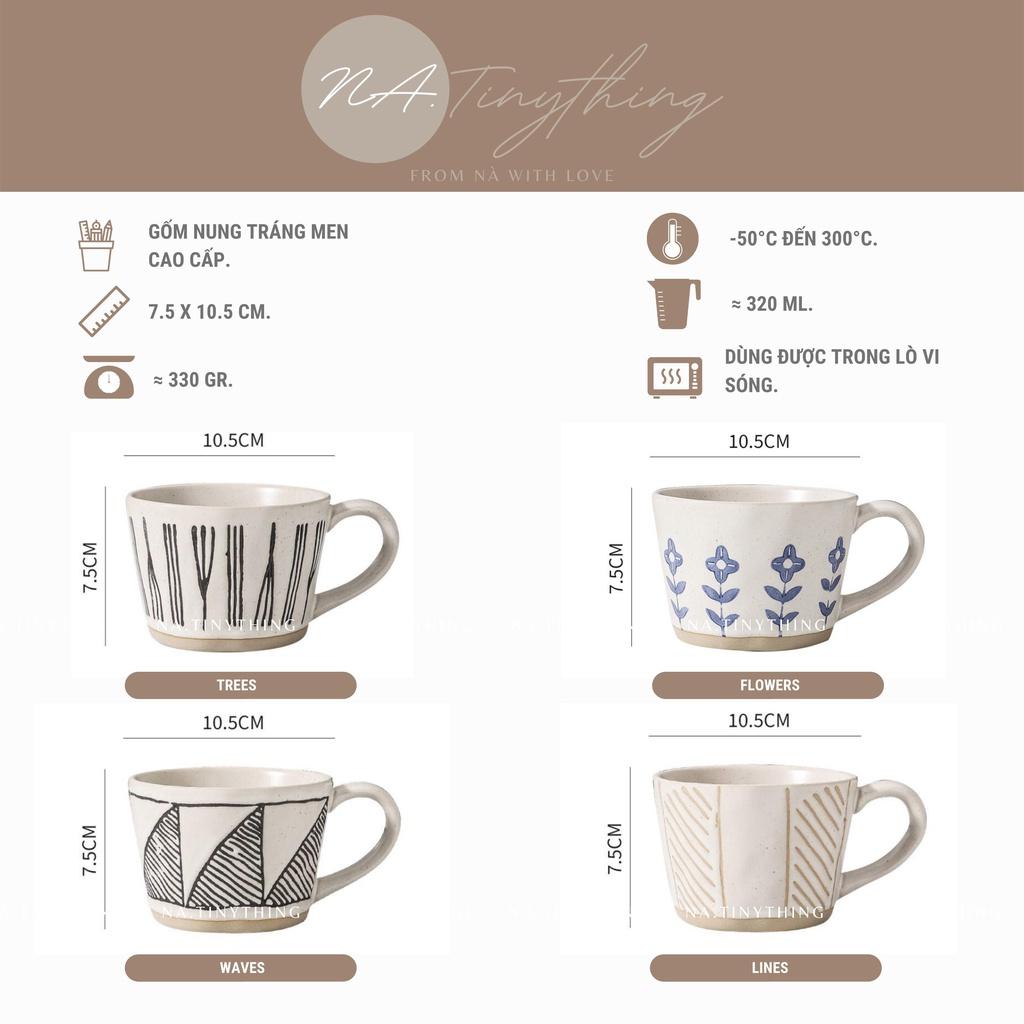 Ly sứ cao cấp, cốc sứ có quai phong cách Retro Vintage NA0059
