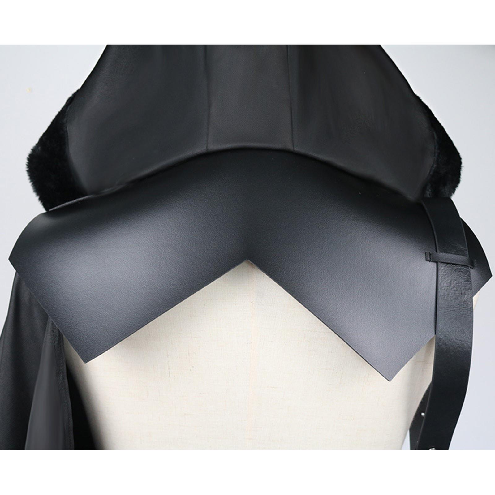 Black Cape Cloak with Buckle Straps Unisex Punk Halloween Gothic Hooded Cape Hat