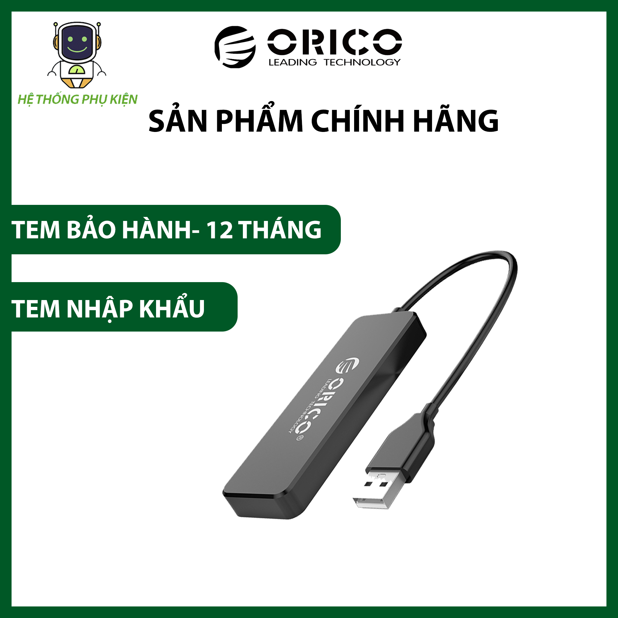 Bộ chia USB HUB ORICO FL01-BK 4 cổng USB 2.0- Hàng Chính Hãng