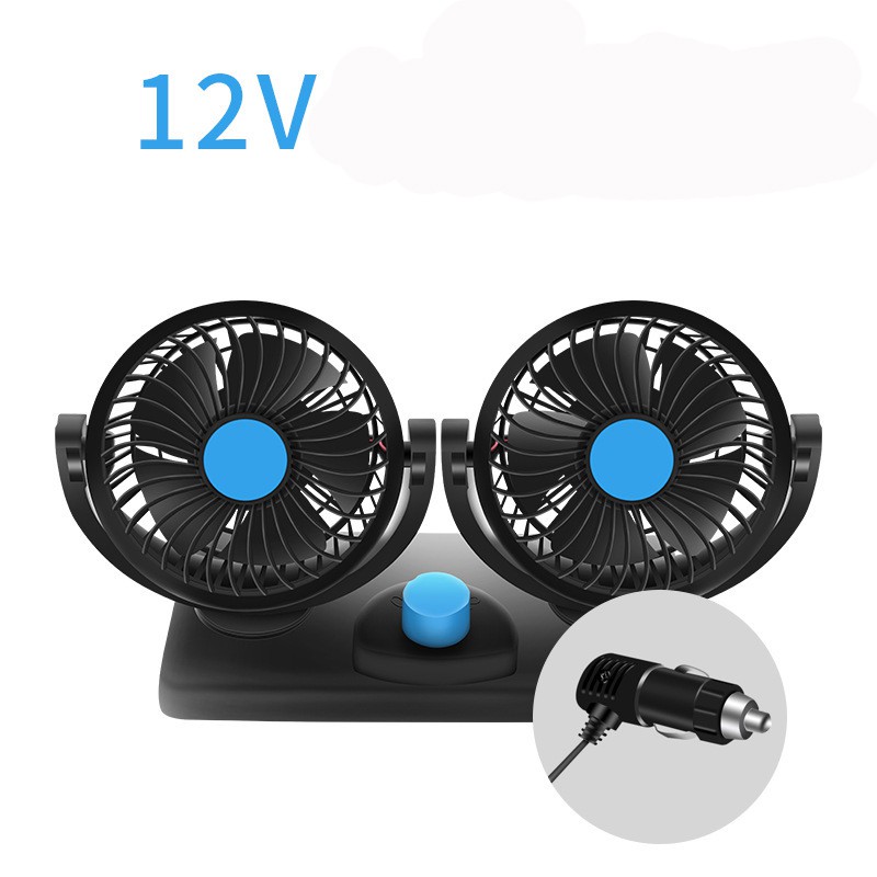 Quạt máy đôi mini 12v xoay 360 tiện ích trên ô tô, xe hơi cao cấp