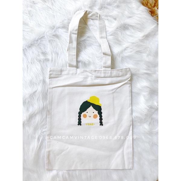 Túi tote canvas vải bảo vệ môi trương túi tote vải trắng ngà ulzzang vintage