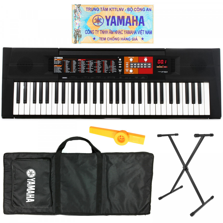 Bộ Đàn Organ Yamaha PSR-F51 Kèm Kèn Kazoo Dream Maker (Keyboard PSR F51 - Có tem chống hàng giả bộ CA - Đàn, Chân, Bao, Nguồn) 