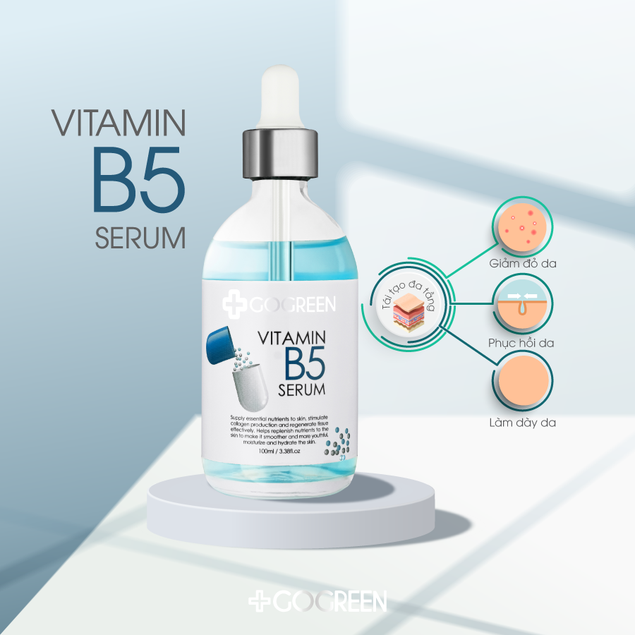 Serum Gogreen Vitamin B5 - siêu phẩm làm dịu da, giảm đỏ, tăng cường khả năng tự tổng hợp Glutathione cho da – 100ml