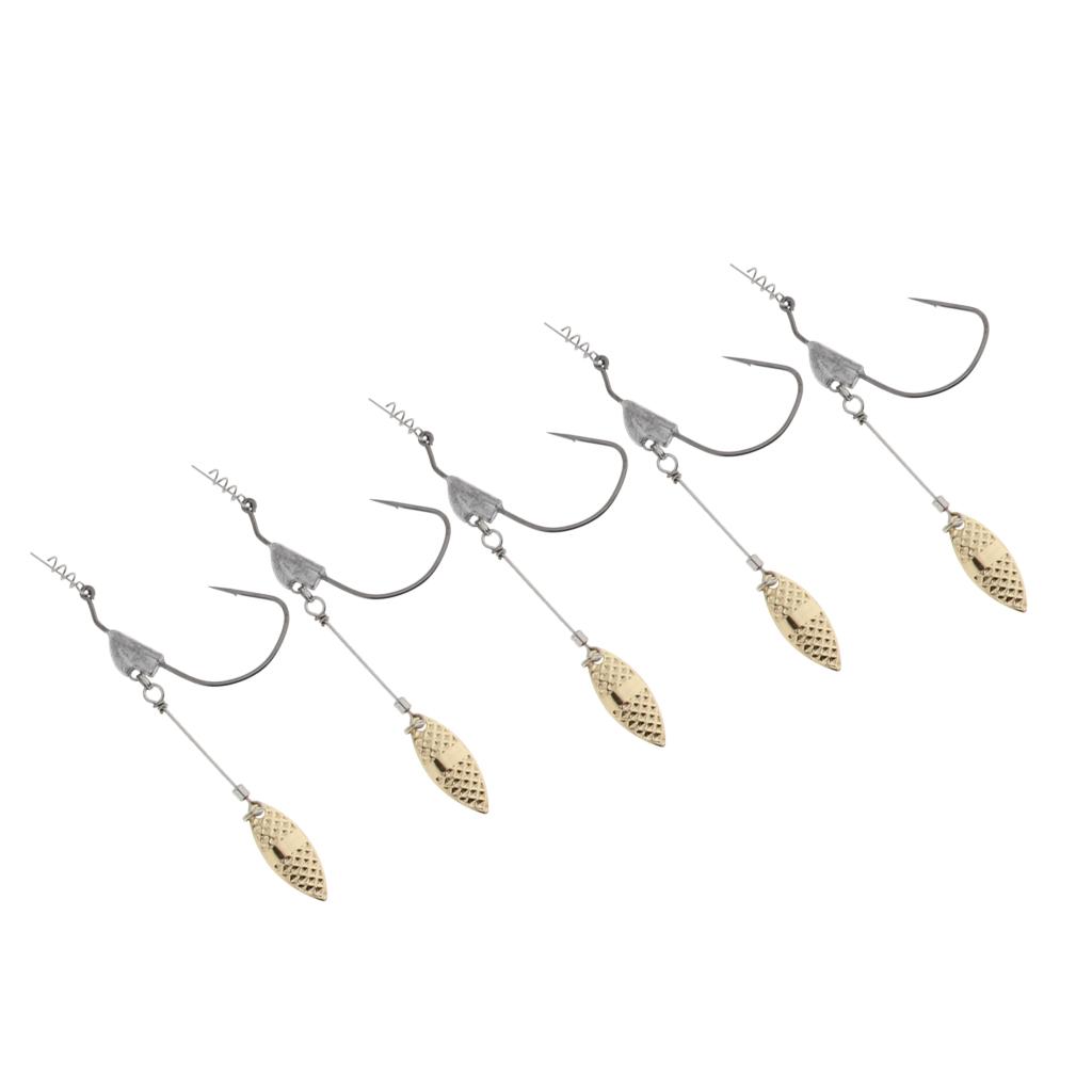 5pcs Weighted Fishing Hooks with Lead Spoon Spring For Swimbaits