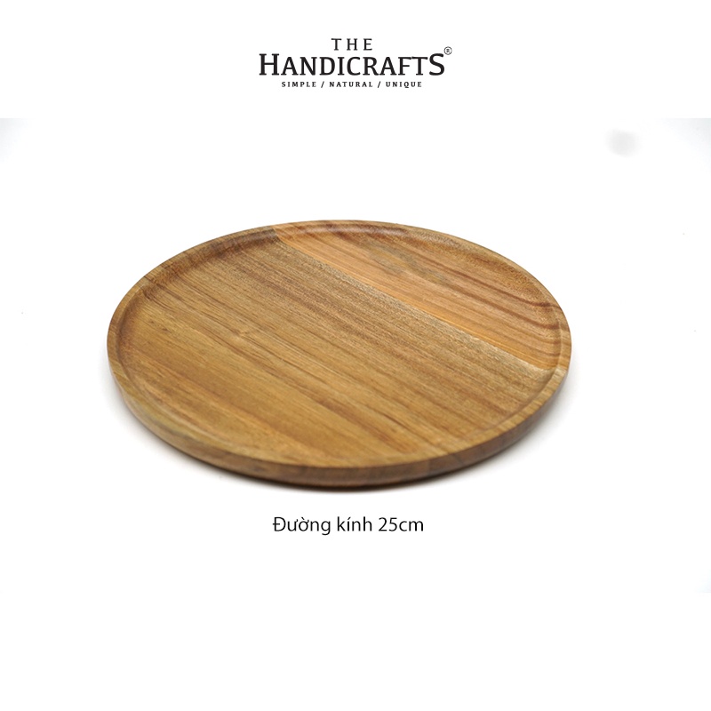 Khay gỗ tròn The Handicrafts màu tối  kích thước 25cm 30cm , phụ kiện decor, chụp ảnh, an toàn