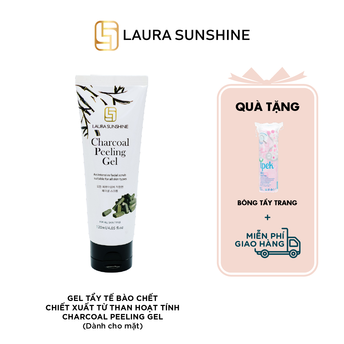 Tẩy tế bào chết than hoạt tính Hàn Quốc 120ml - Charcoal Peeling Gel - Laura Sunshine - Nhật Kim Anh