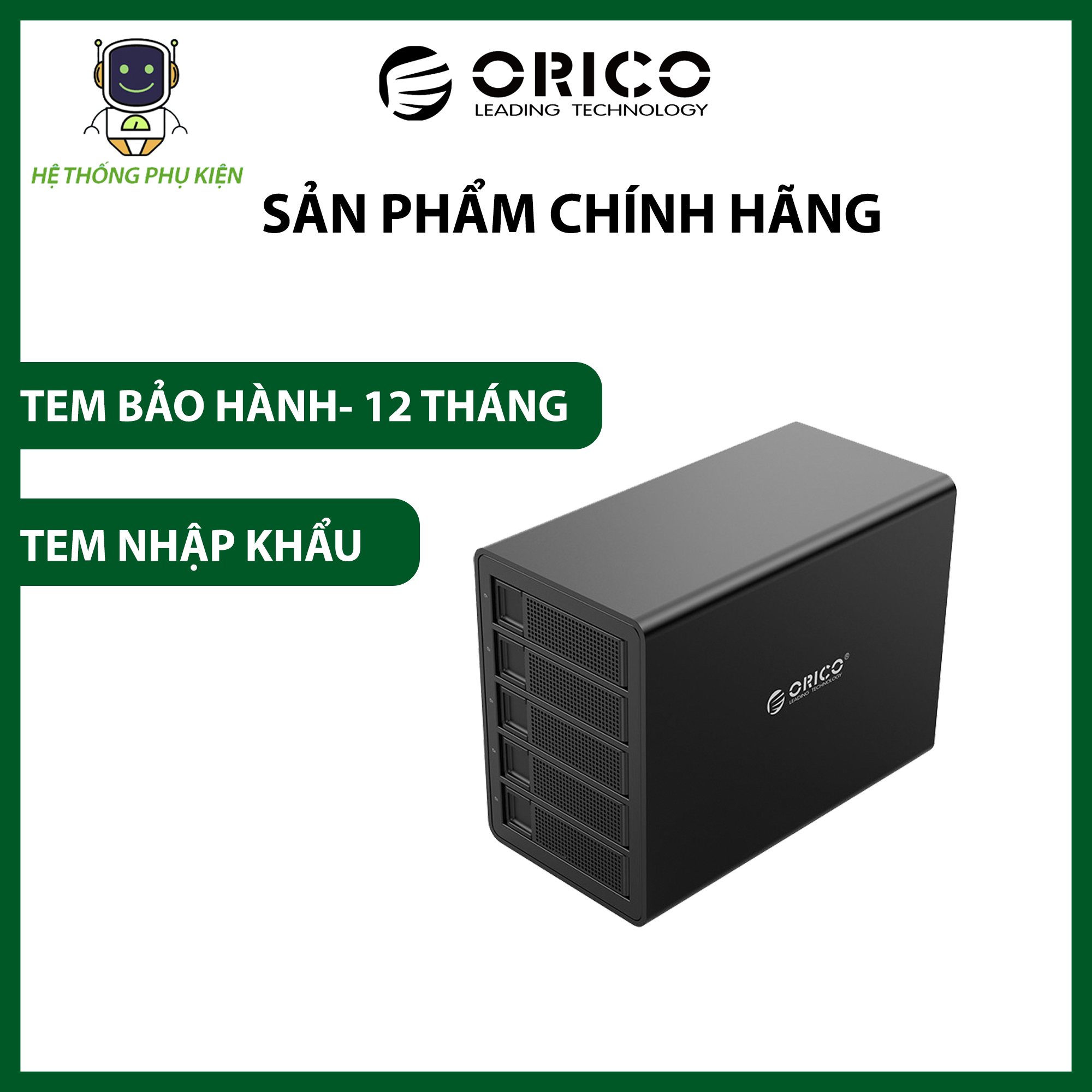 Hộp ổ cứng 3.5&quot; 5 khe cắm SATA 3 USB 3.0 Type B ORICO 3559U3-BK Hàng Chính Hãng