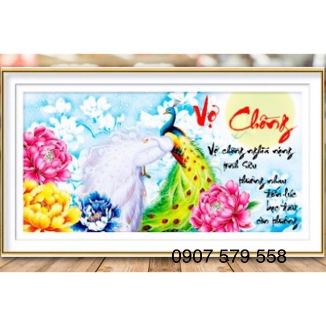 Tranh thêu chữ thập vợ chồng kt 78x44 cm