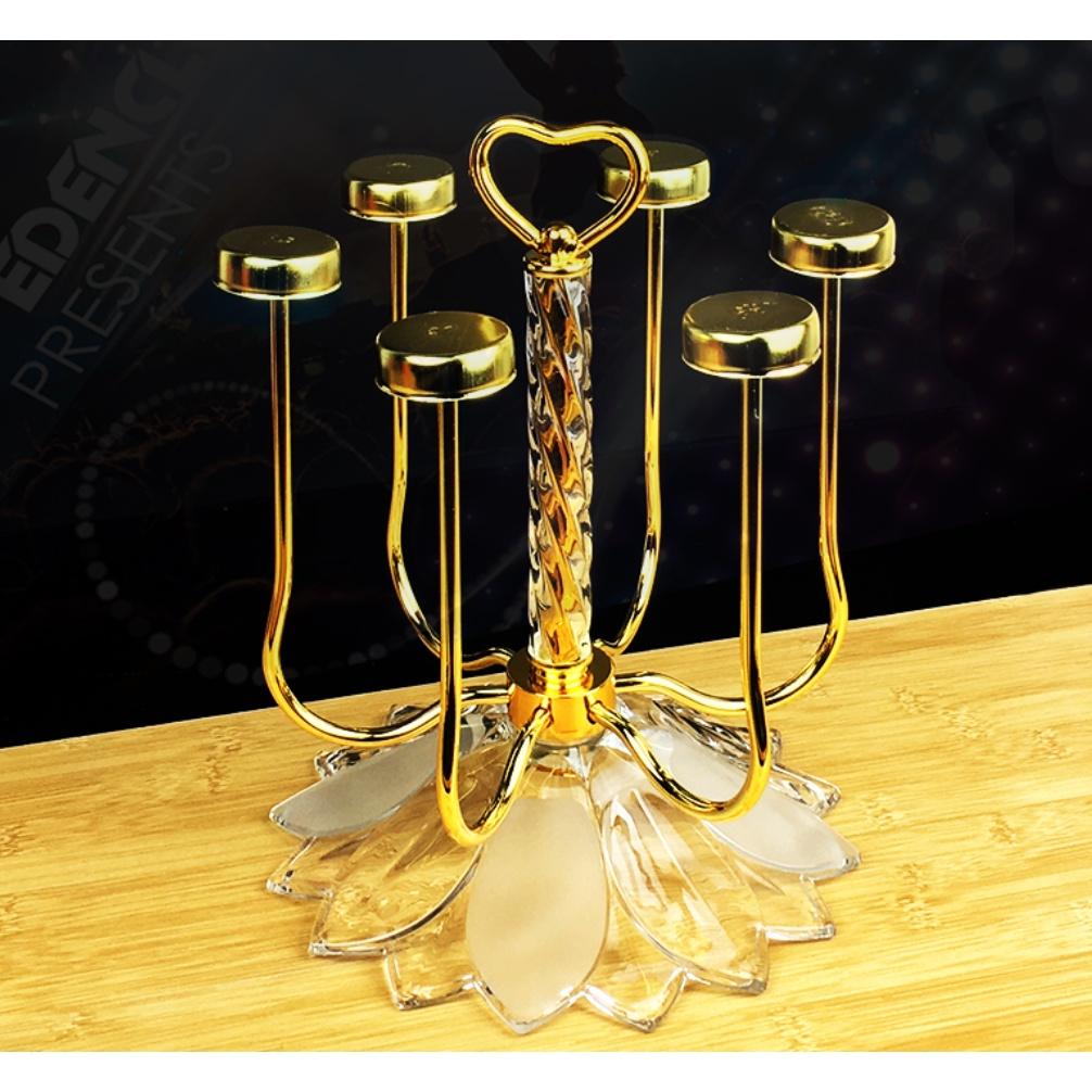 Giá úp cốc, ly có trụ xoay 360 độ, đế thủy tinh sang trọng