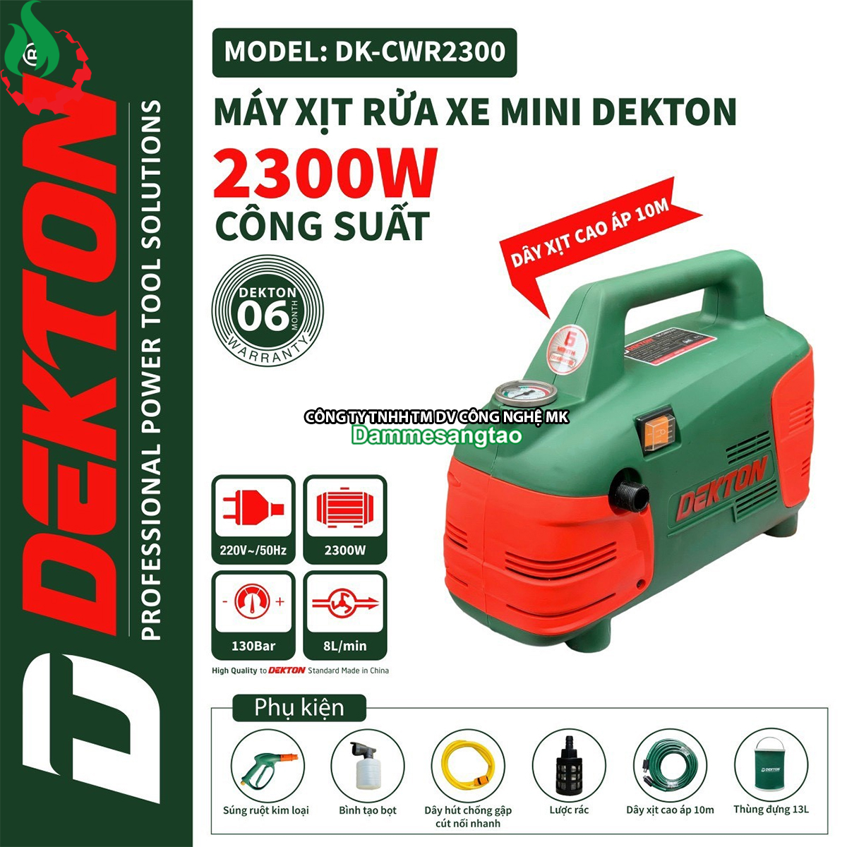 Máy Rửa Xe Chỉnh Áp DEKTON DK-CWR2300 điện 220V