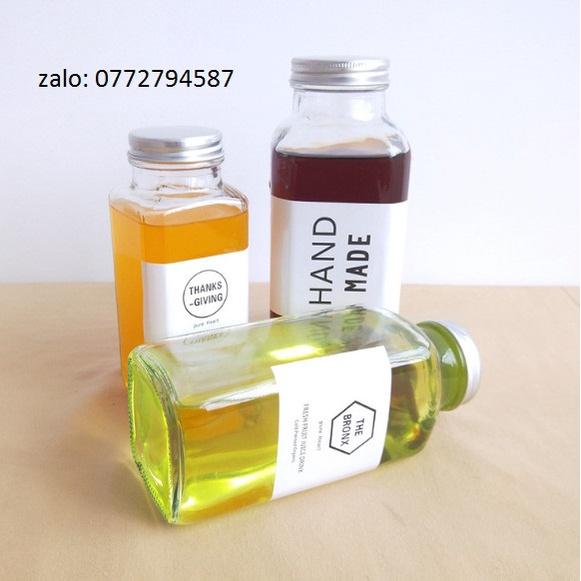 Chai thủy tinh Vuông bát giác - nắp nhôm 500ml