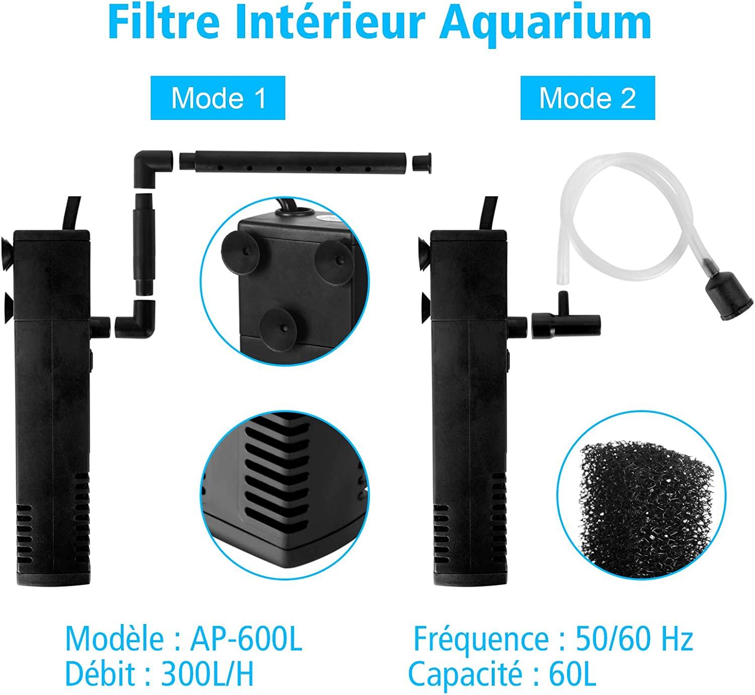 Bộ lọc bể cá 4W Dòng nước 300L / H 60L Bộ lọc bên trong Bể cá Bộ lọc bể cá với Bọt biển lọc cá
