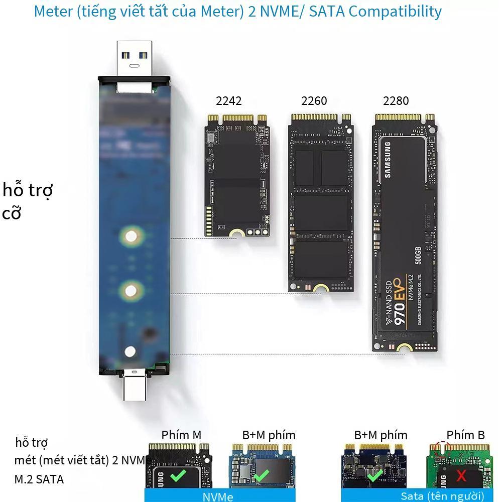 Hộp đĩa cứng giao thức kép M.2 SSD Nvme NGFF giá thấp nhất sata giao diện ngoài m.2 sang usb/type-c
