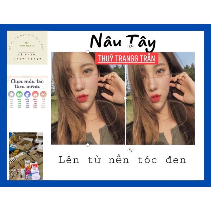 Thuốc nhuộm tóc NÂU TÂY kèm oxy và gang tay