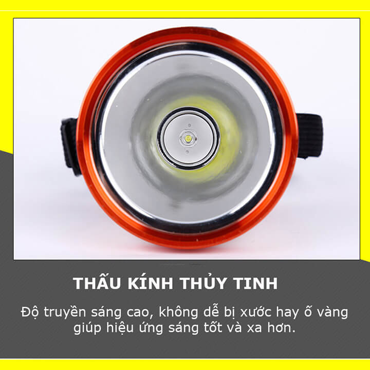 Đèn pin đội đầu 1 bóng siêu sáng chiếu xa 500m, công suât 100W, chống thấm nước IPX6, đèn đeo trán