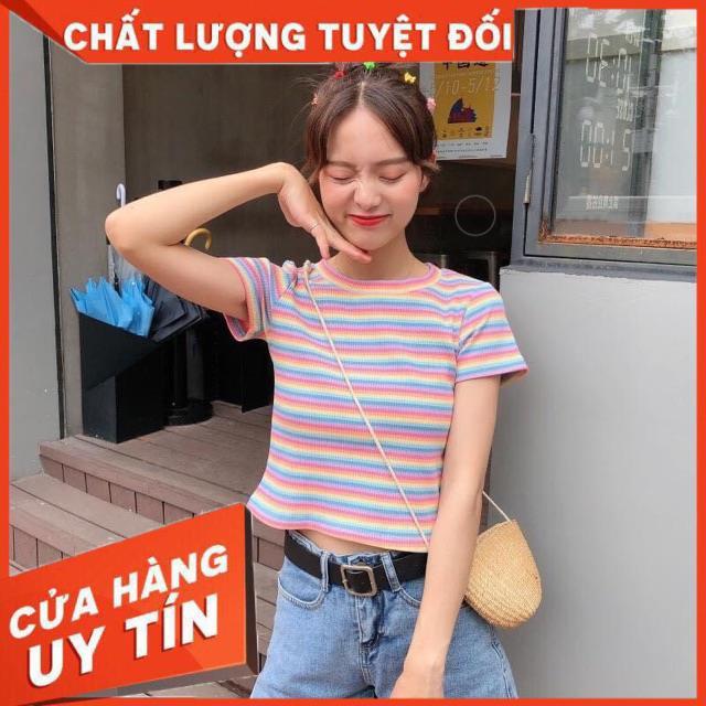 ÁO CROPTOP SỌC THUN GÂN XUẤT DƯ- ảnh thật tự chụp