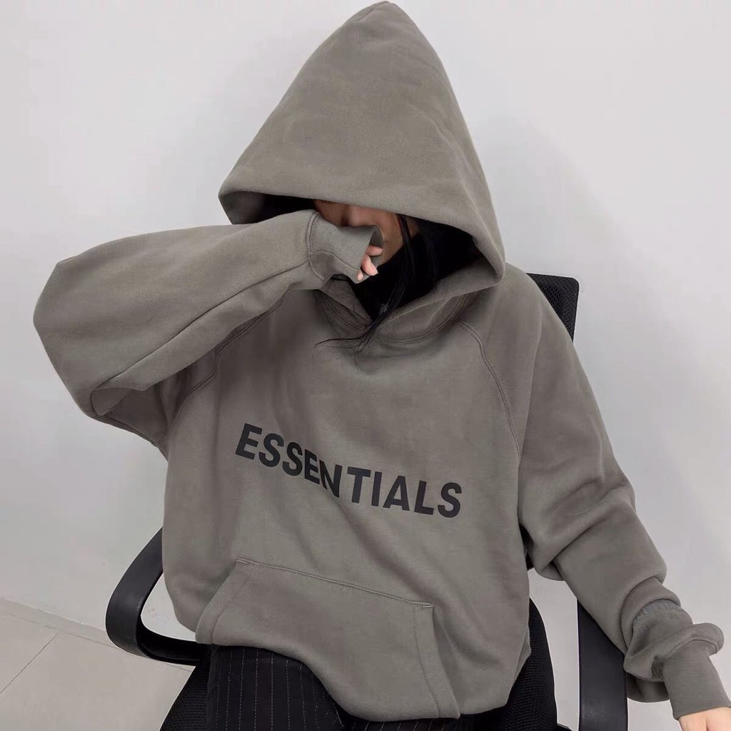 Áo khoác nỉ hoodie SAM CLO nam nữ chui có mũ tay dài thu đông freesize dáng Unisex in chữ ESSENTIALS