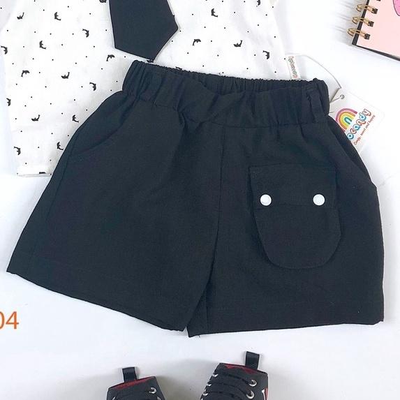 Set đồ cho bé- Áo cộc thun xanh nhạt có cổ và quần đũi đen cho bé của COCANDY mã AT117252, QD106104( chưa kèm cà vạt