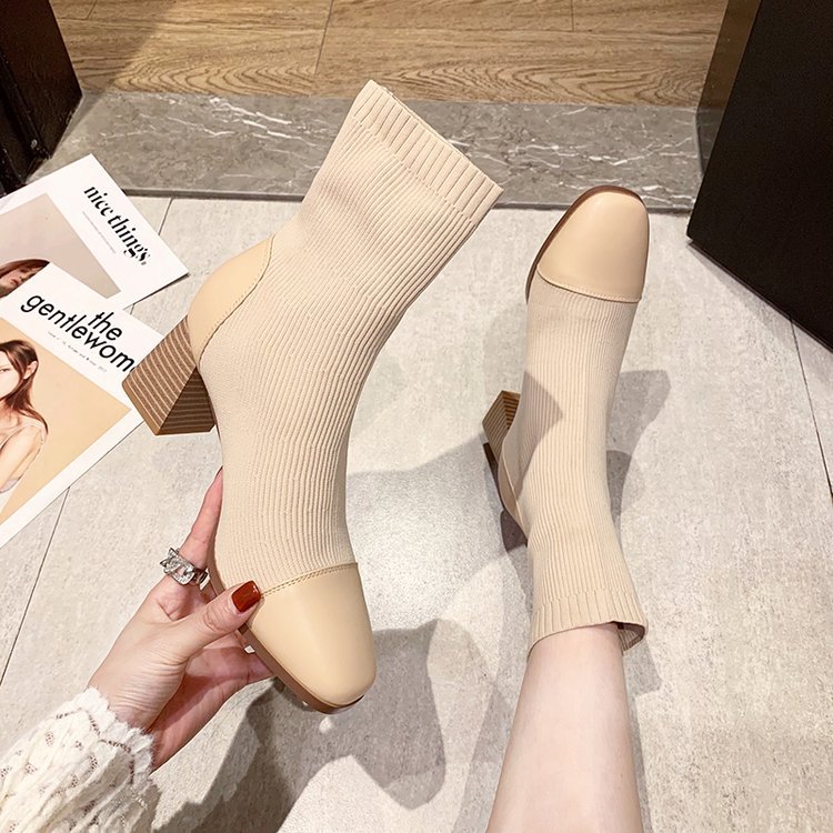 Giày đan gót vuông phong cách Âu Mỹ size 37