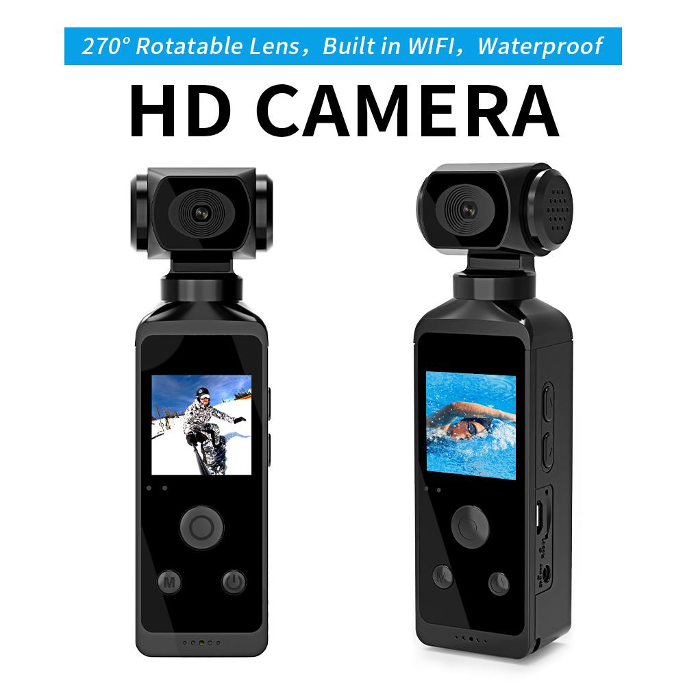 1.3 "Máy ảnh hành động màn hình Pocket cam 270 ° WiFi camera mini có thể quay vòng video xe đạp xe đạp xe đạp DV