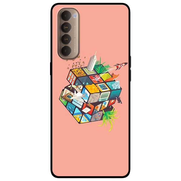 Ốp lưng dành cho Oppo Reno 4 Pro mẫu Rubik Cube