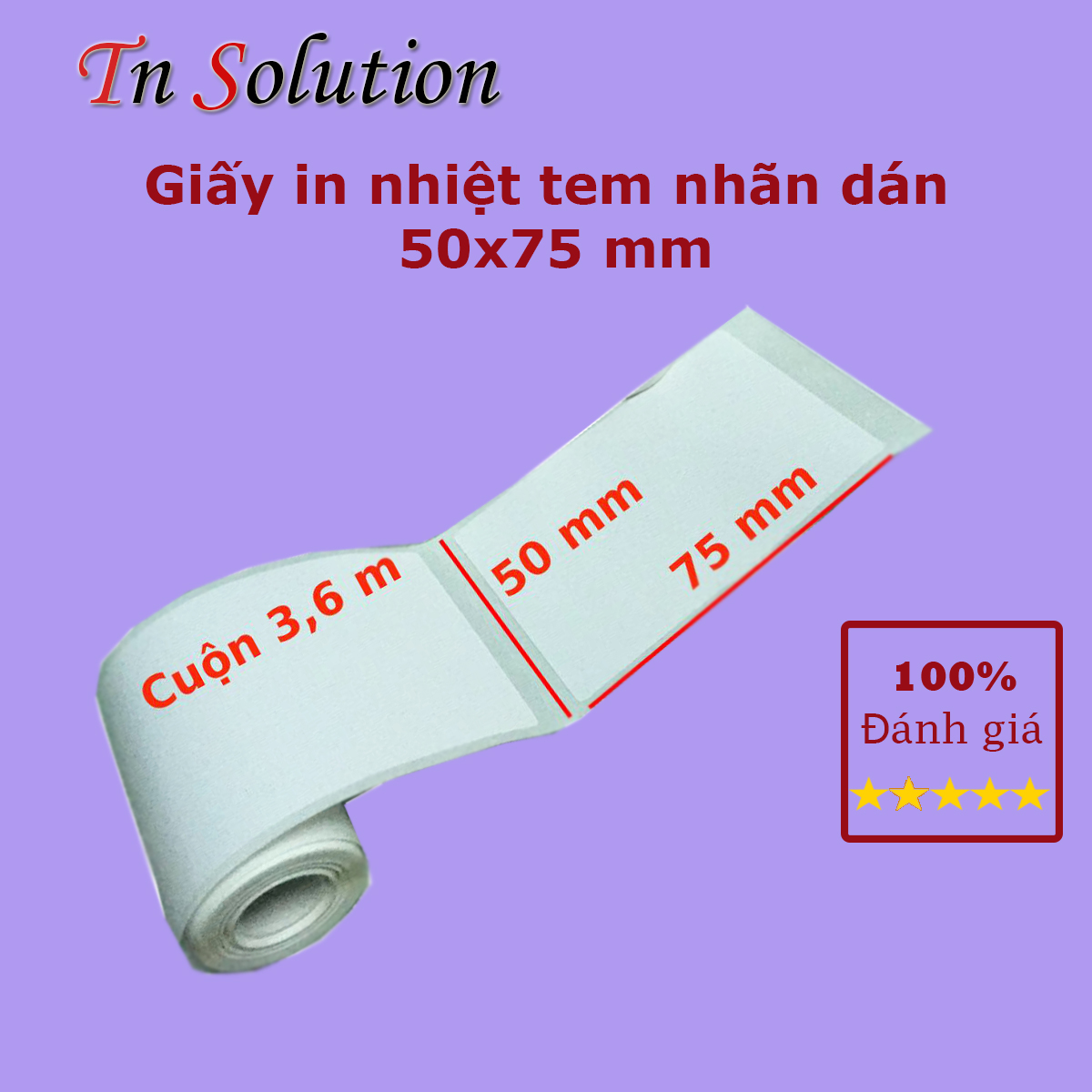 Giấy in nhiệt, tem nhãn dán 50x75 mm dành cho dòng máy PeriPage A6