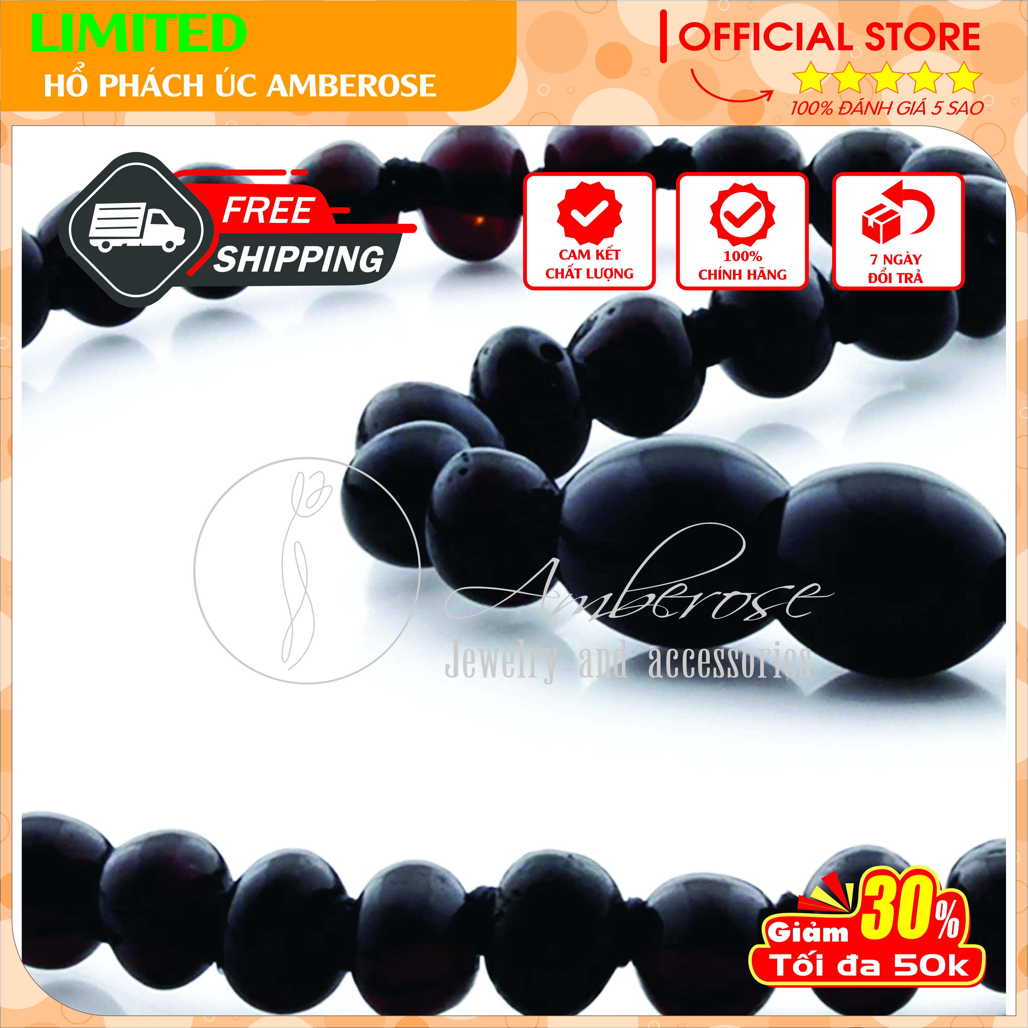 Vòng Cổ Hổ Phách Amber Úc Cho Bé 0 - 10 tuổi VCABM1MD