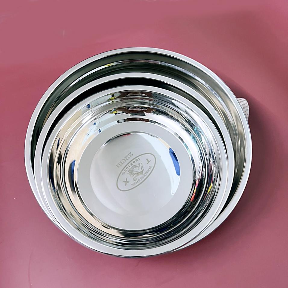 Măm Tròn, Khay Tròn Đựng Thực Phẩm Inox Cao Cấp Hàng Dày 3 size