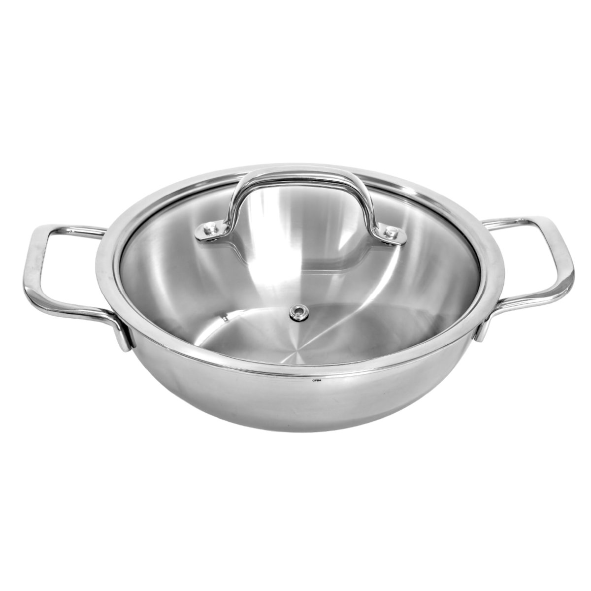 Nồi lẩu Inox 304 đúc liền 3 lớp 2 quai Hàn Quốc Uni-Clad size 22cm/ 26cm vung kính