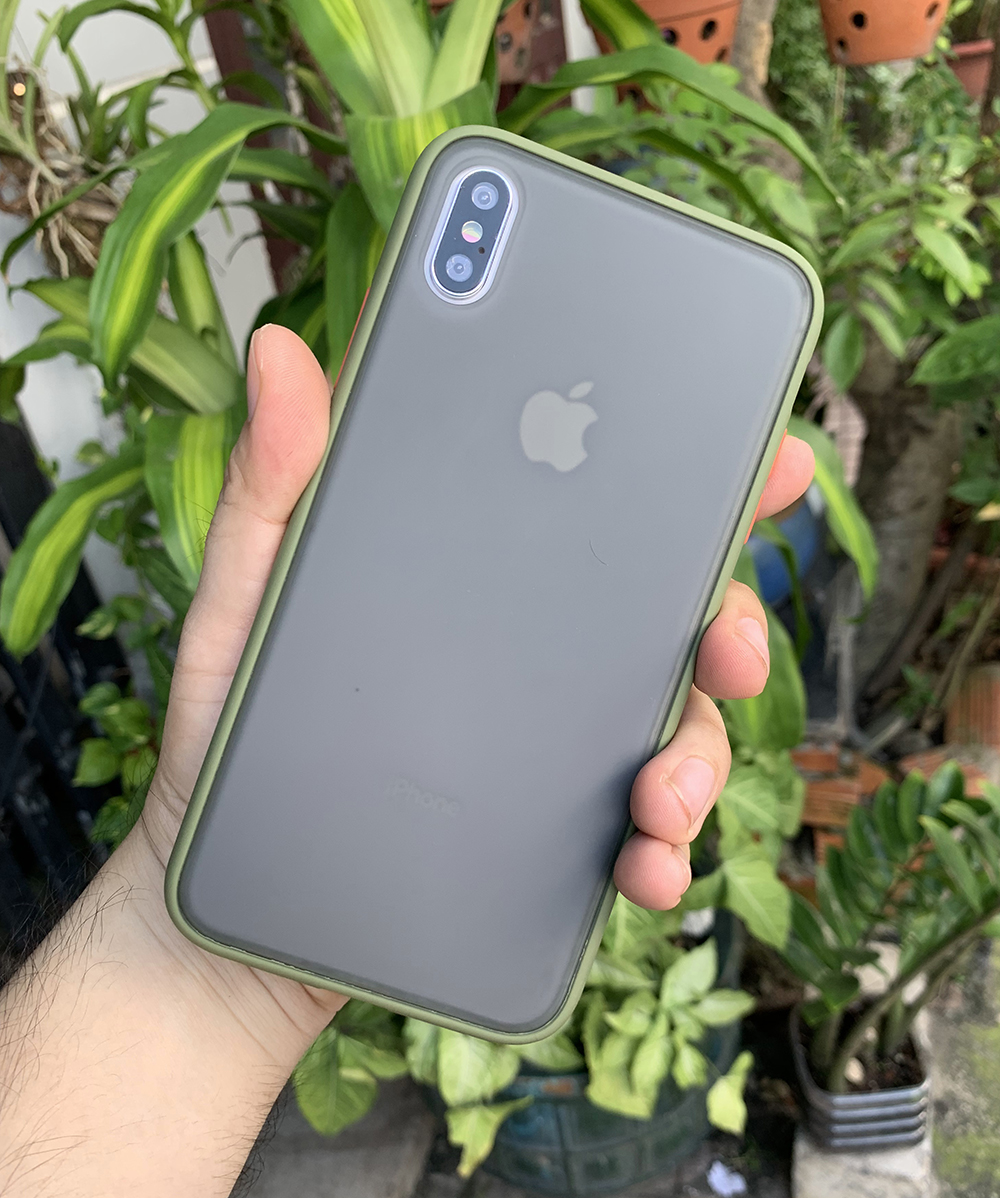 Ốp lưng chống sốc dành cho iPhone XS MAX nút bấm màu cam - Màu xanh