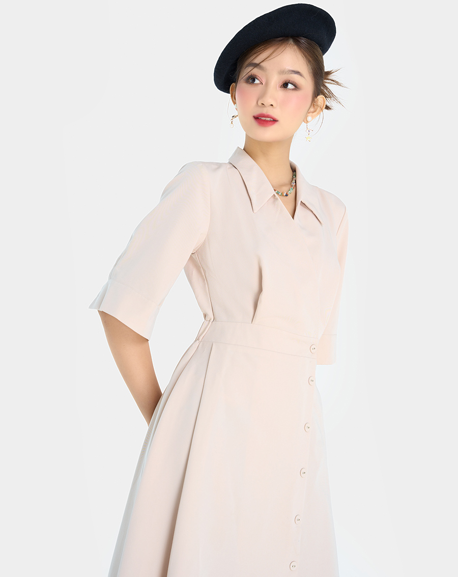 Đầm Lửng Nữ Thời Trang JUNO Tay Lỡ Vạt Lệch JNDLU037