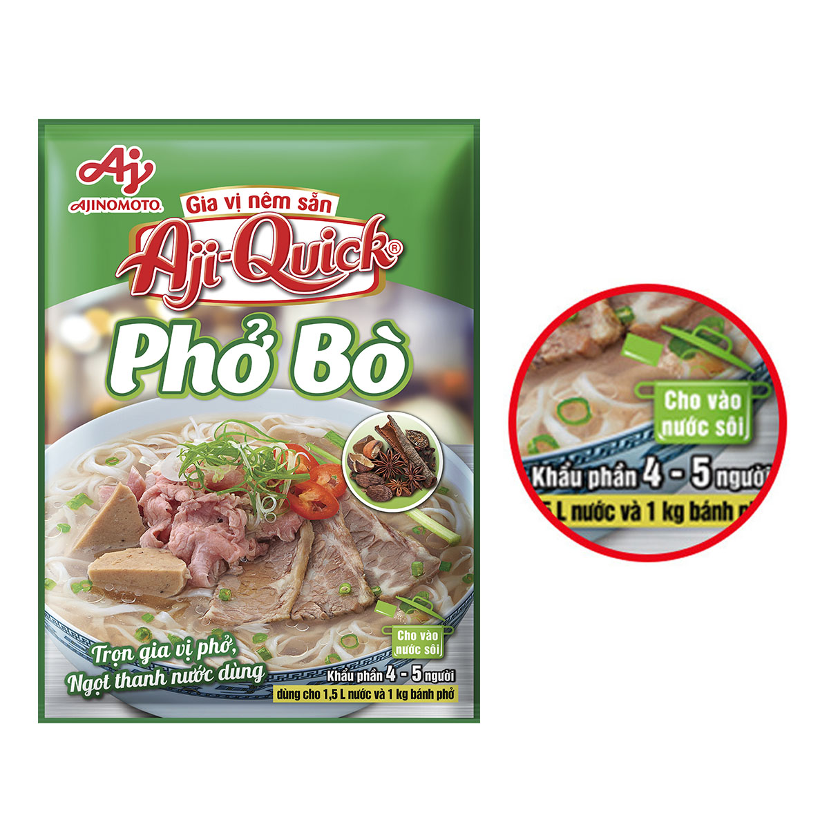 Combo 6 Gói Gia Vị Nêm Sẵn Aji-Quick® Phở Bò 57g/Gói