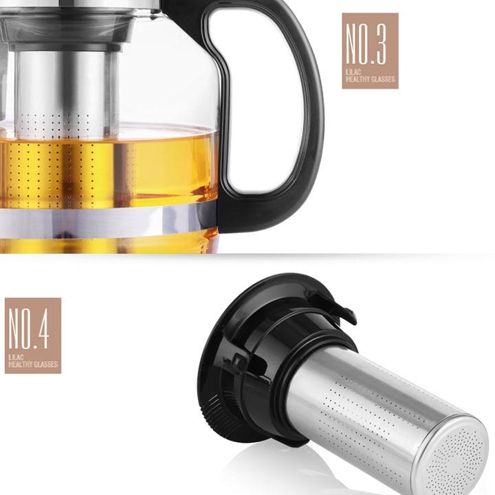 Bộ Ấm Pha Trà Thủy Tinh Lưới Lọc Inox Hàng Đẹp